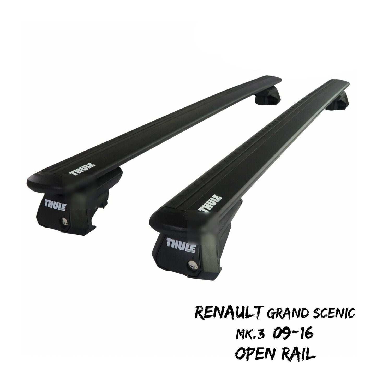 Thule WingBar Evo Black Roof Bars fit Renault Grand Scenic Mk.3 09-16 Open Rail