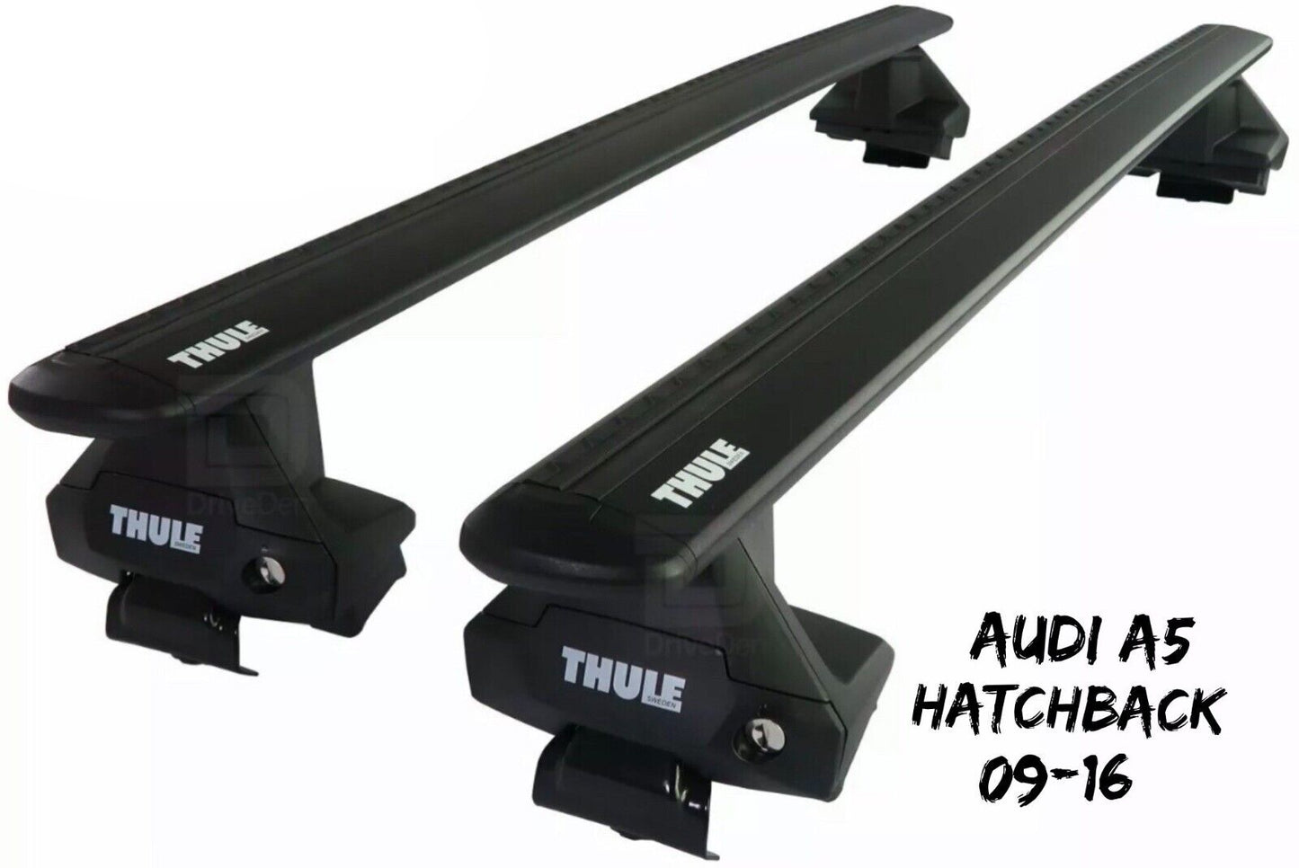 Thule Aluminium WingBar Evo Black Roof Bars Set to fit Audi A5 Hatchback 09-16