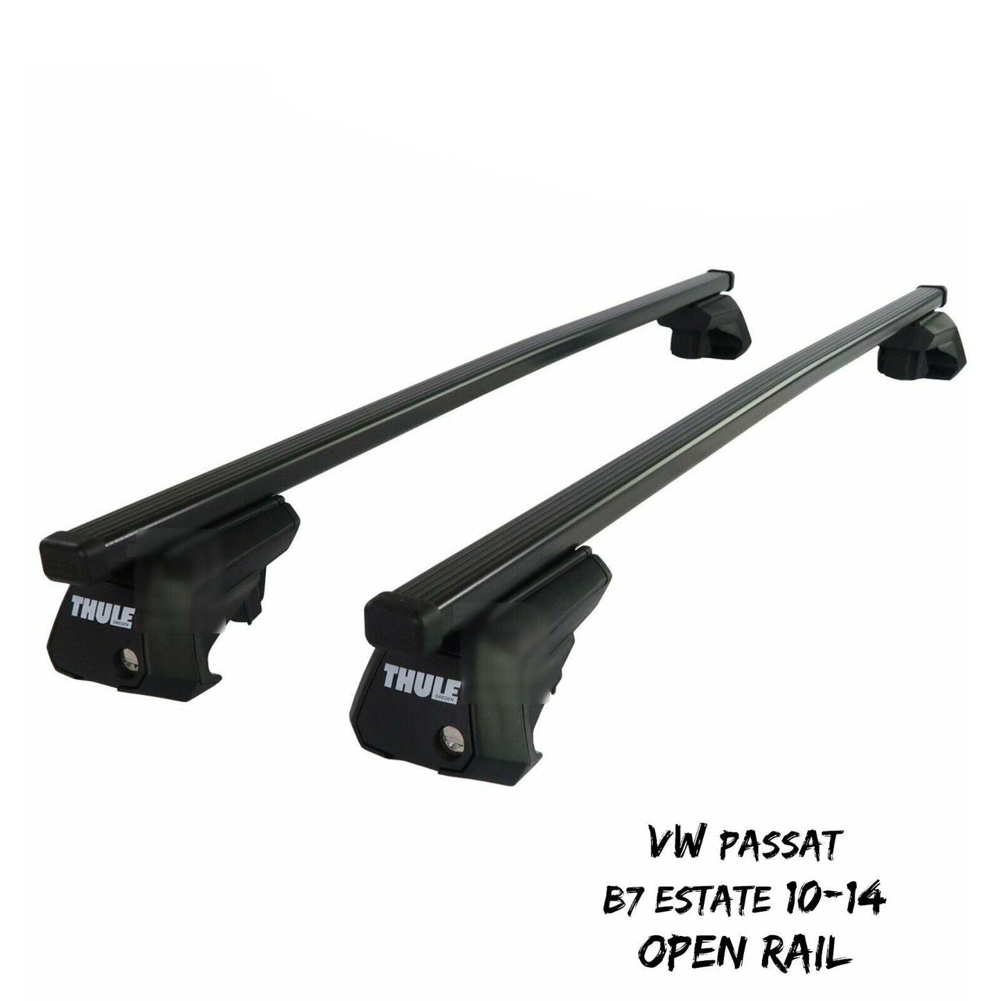 Thule Steel SquareBar Evo Roof Bars Set fit VW Passat B7 Estate 10-14 Open Rail