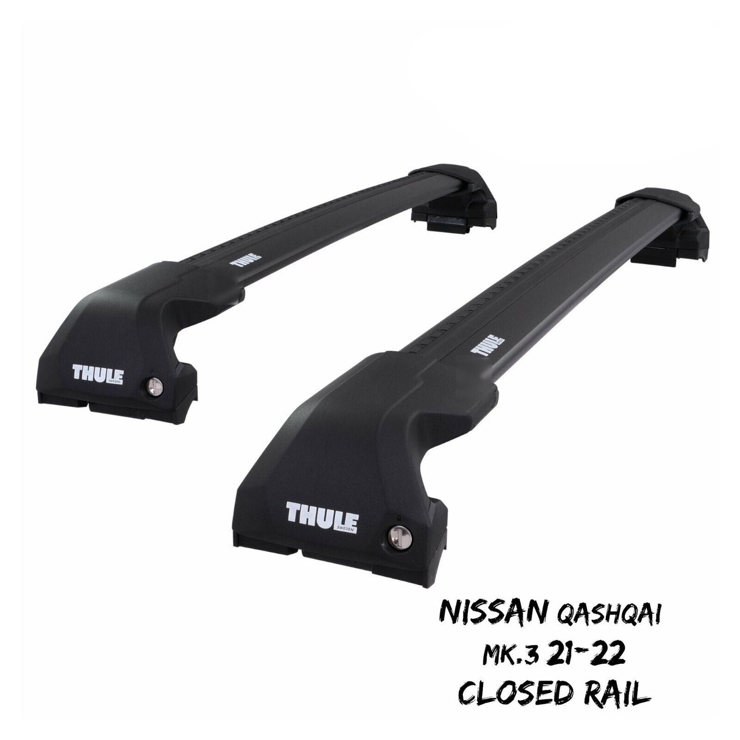 Thule WingBar Edge Black Roof Bars Set for Nissan Qashqai Mk.3 21-22 Closed Rail