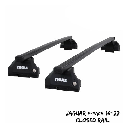 Thule Steel SquareBar Evo Roof Bars Set to fit Jaguar F-Pace 16-22 Closed Rail