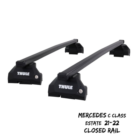 Thule Steel SquareBar Evo Roof Bars Mercedes C Class Estate 21-22 Closed Rail