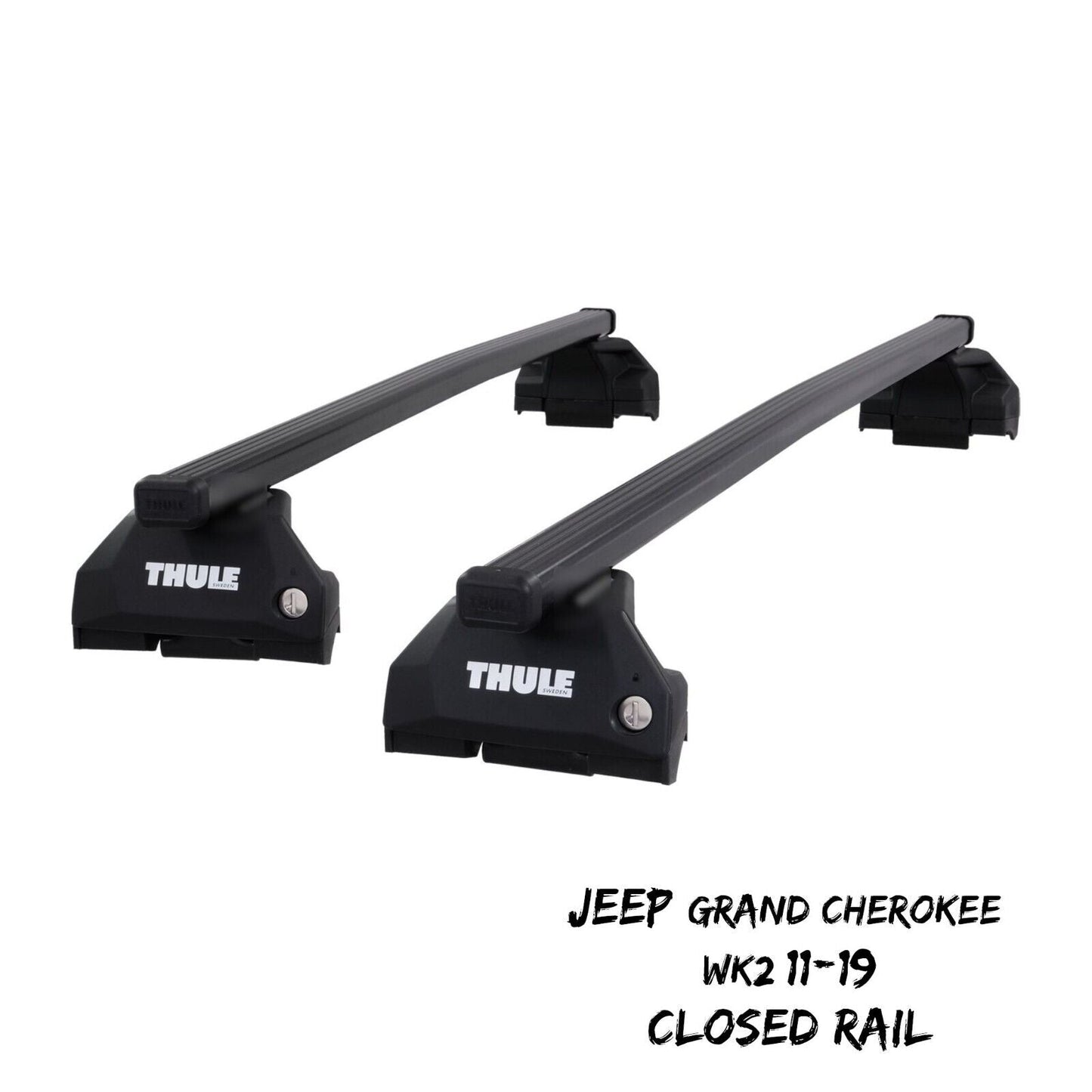 Thule Steel SquareBar Evo Roof Bars Jeep Grand Cherokee WK2 11-19 Closed Rail