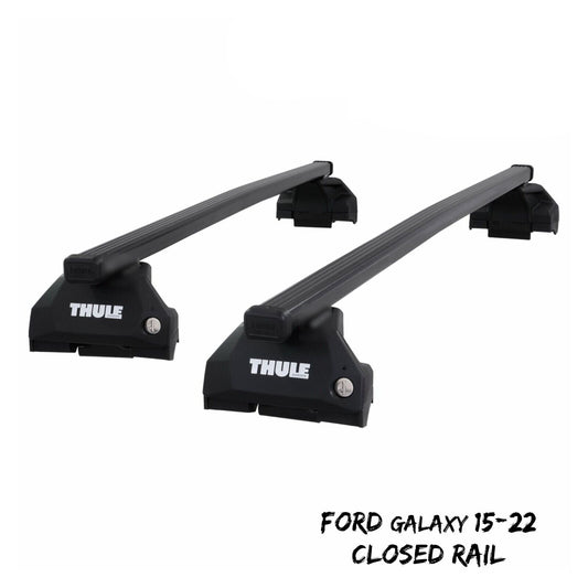 Thule Steel SquareBar Evo Roof Bars Set to fit Ford Galaxy 15-22 Closed Rail