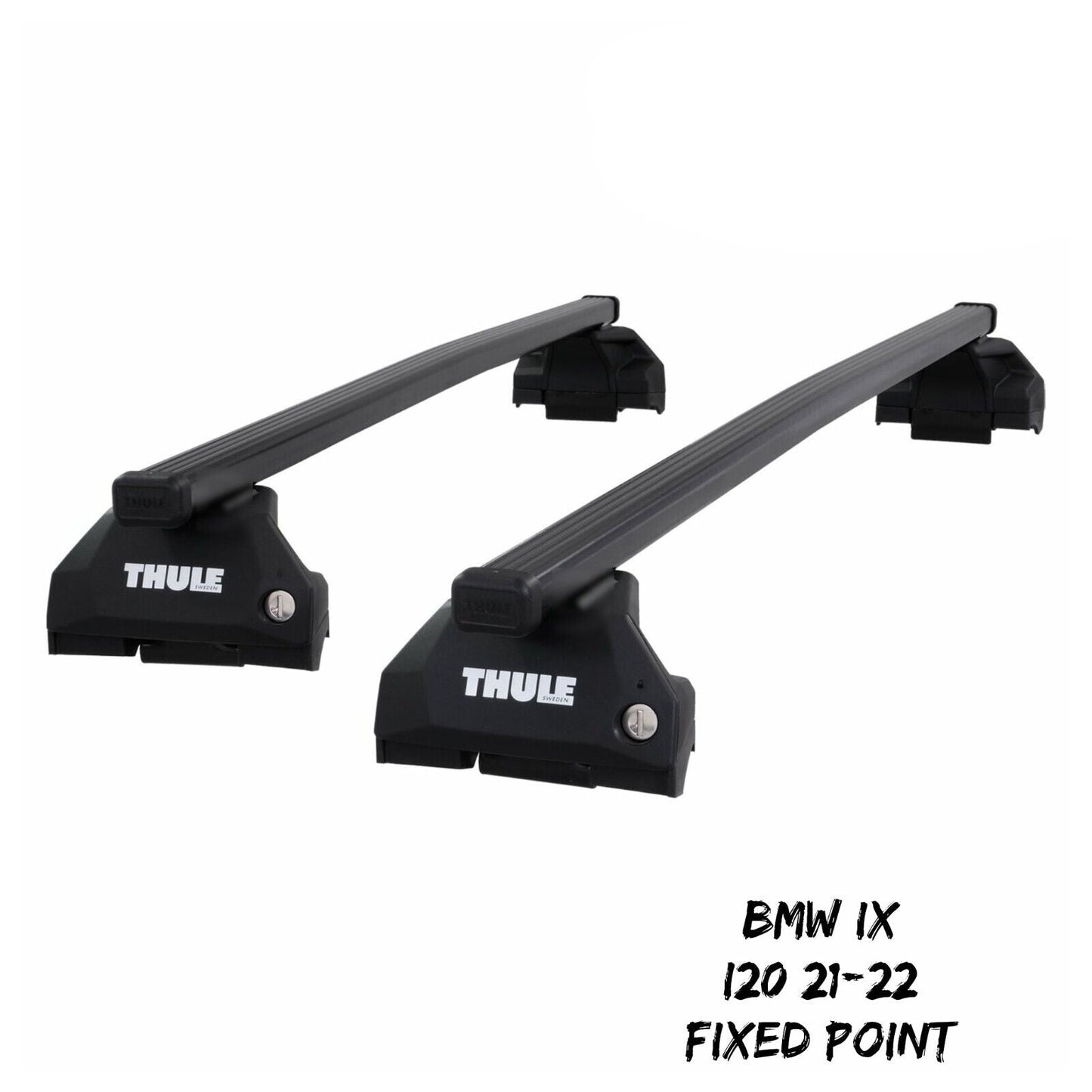 Thule Steel SquareBar Evo Roof Bars for BMW iX I20 21-22 Fixpoints Lockable Pair