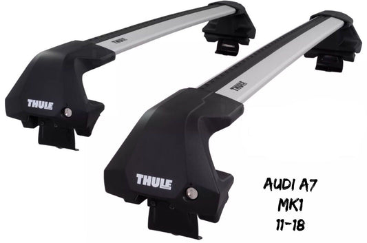 Thule WingBar Edge Silver Aluminium Roof Bars Set to fit Audi A7 Mk.1 11-18 Pair