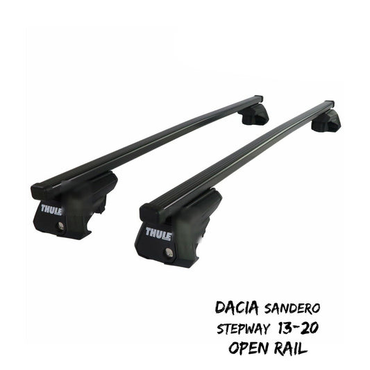 Thule Steel SquareBar Evo Roof Bars fit Dacia Sandero Stepway 13-20 Open Rail