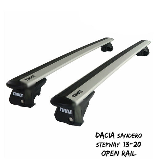 Thule Alu WingBar Evo Silver Roof Bars fit Dacia Sandero Stepway 13-20 Open Rail