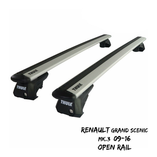 Thule WingBar Evo Silver Roof Bars fit Renault Grand Scenic Mk.3 09-16 Open Rail