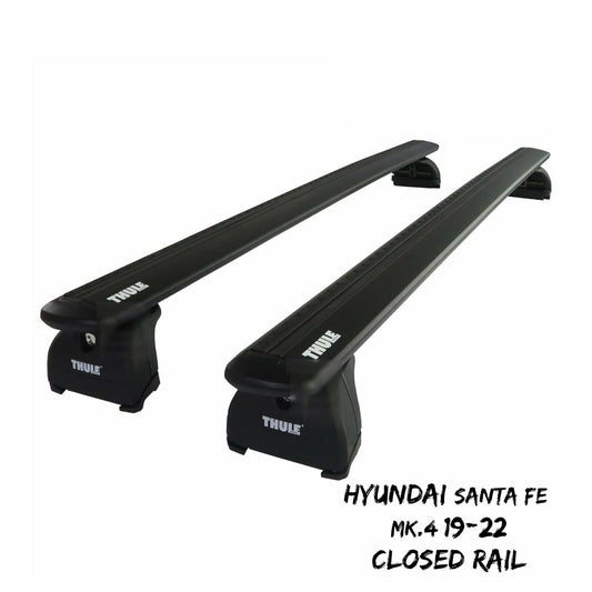 Thule WingBar Evo Black Roof Bar Set fit Hyundai Santa Fe Mk.4 19-22 Closed Rail