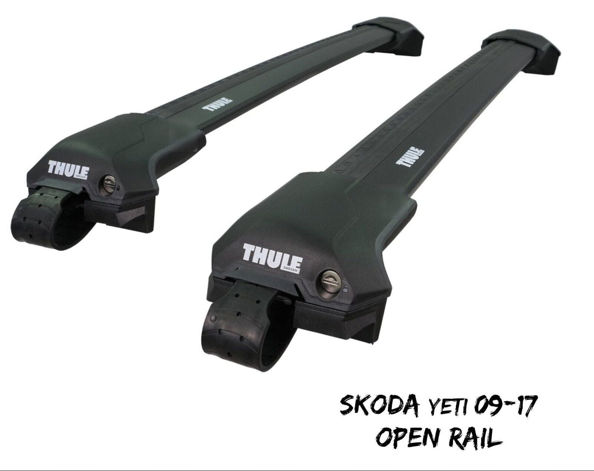 WingBar Edge (black) Roof Bar Set to fit Skoda YETI (2009-17) w/ Raised (Open) Roof Rails