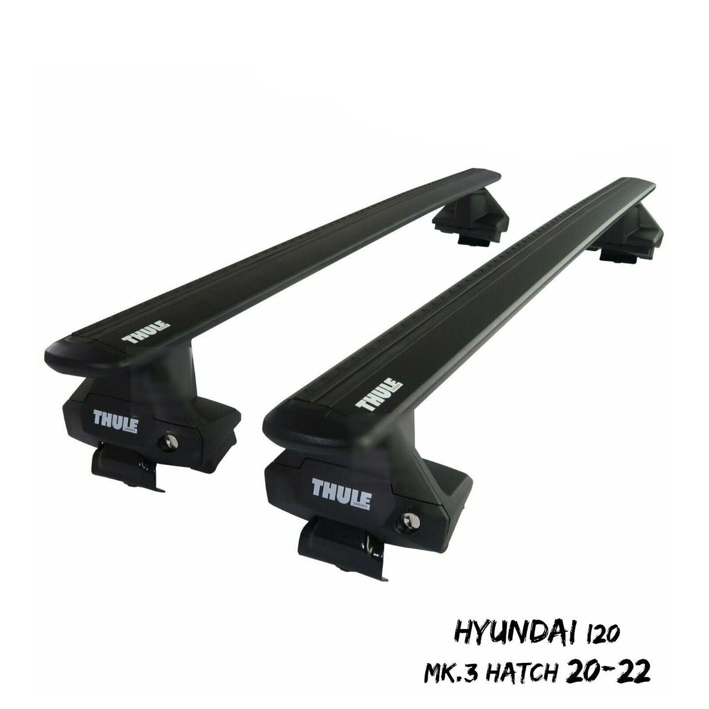 Thule Aluminium WingBar Evo Black Roof Bars Set for Hyundai i20 Mk.3 Hatch 20-22