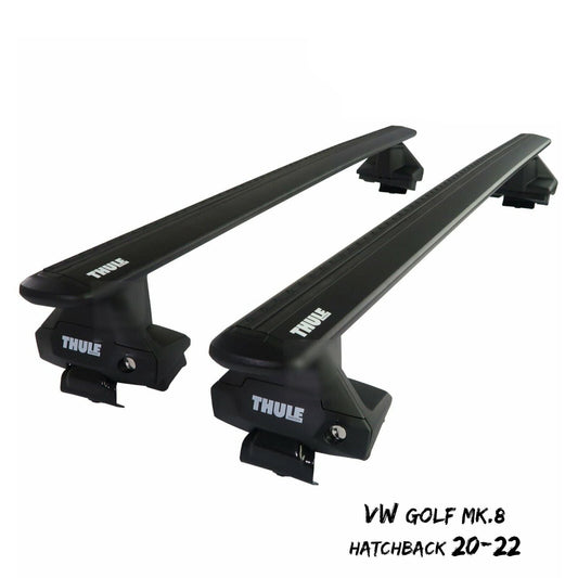 Thule WingBar Evo Black Roof Bars Set to fit VW Golf Mk.8 Hatchback 20-22 Pair