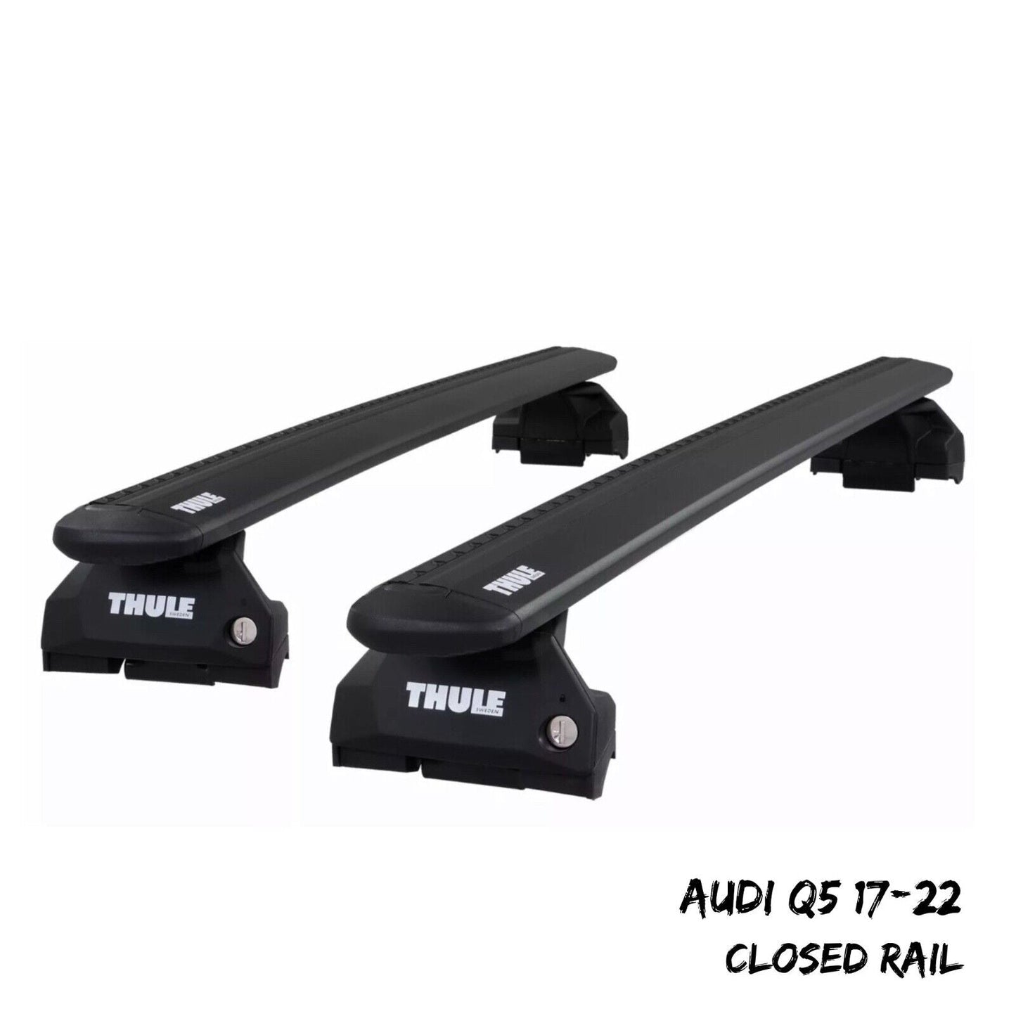 Thule Aluminium WingBar Evo Black Roof Bars Set to fit Audi Q5 17-22 Closed Rail