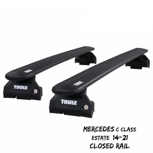 Thule WingBar Evo Black Roof Bars fit Mercedes C Class Estate 14-21 Closed Rail