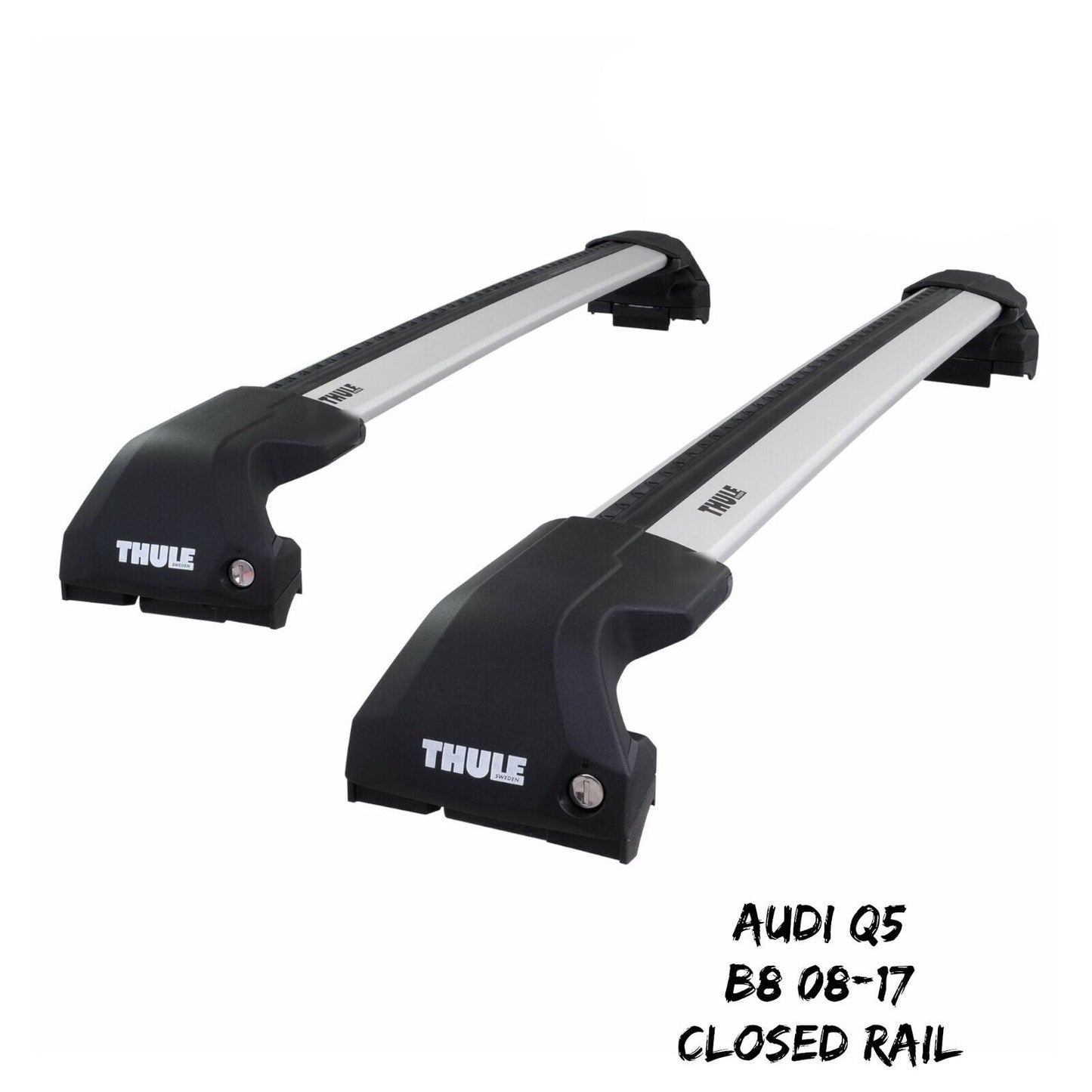 Thule WingBar Edge Silver Aluminium Roof Bars Set to fit Audi Q5 B8 08-17 Rails