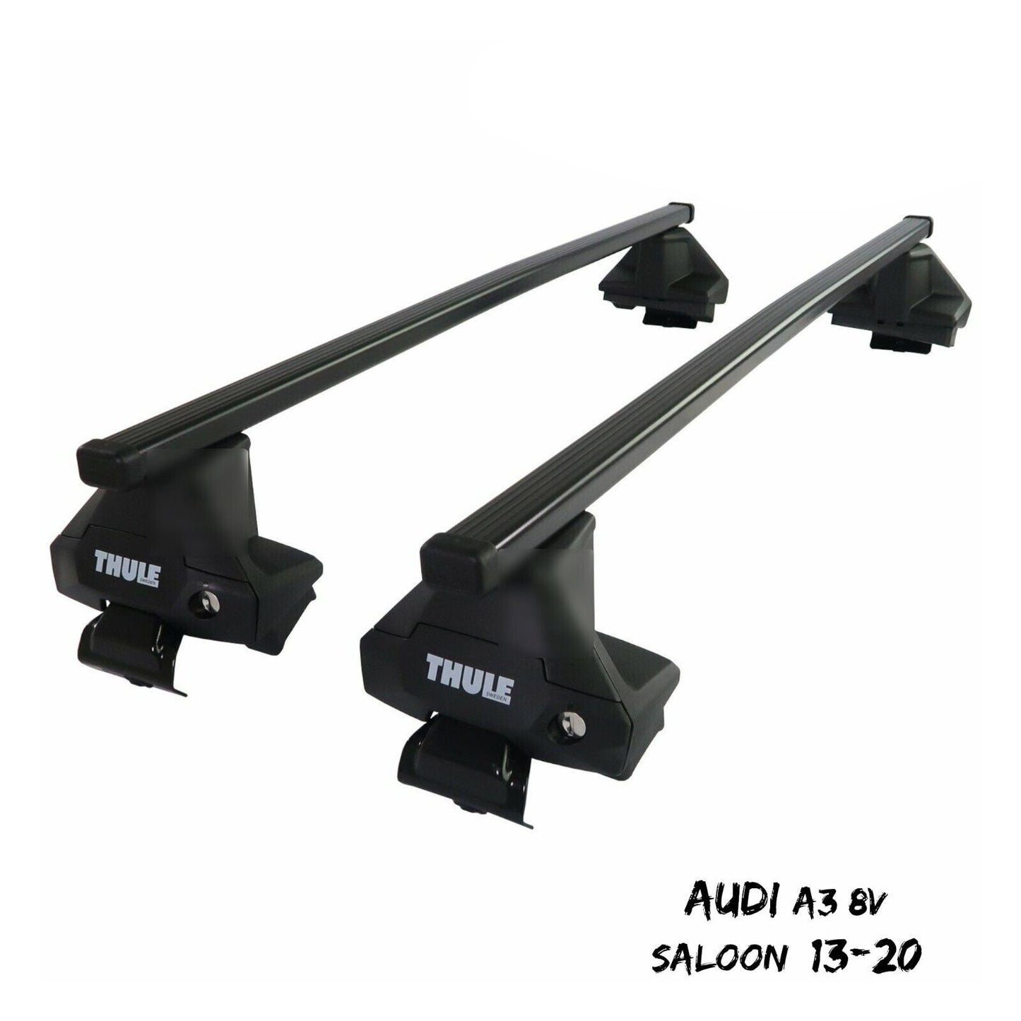 Thule Steel SquareBar Evo Roof Bars Set to fit Audi A3 8V Saloon 13-20 Lockable