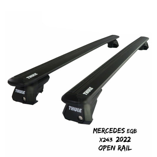 Thule Aluminium WingBar Evo Black Roof Bars for Mercedes EQB X243 2022 Open Rail