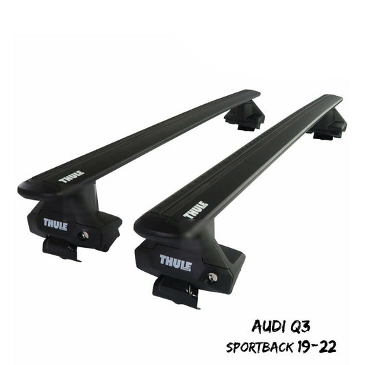 Thule Aluminum WingBar Evo Black Roof Bars Set to fit Audi Q3 Sportback 19-22