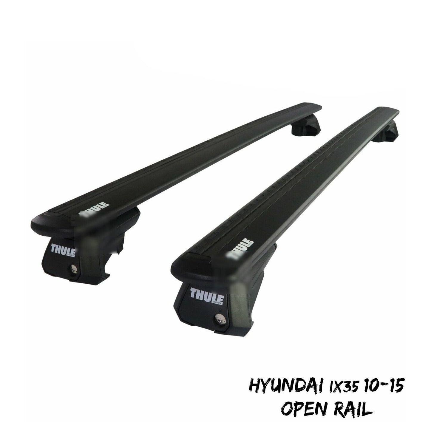 Thule Aluminium WingBar Evo Black Roof Bars to fit Hyundai ix35 10-15 Open Rail