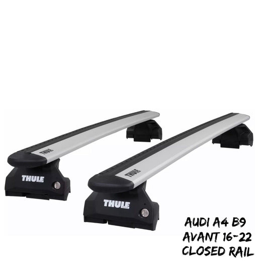 Thule Alu WingBar Evo Silver Roof Bars to fit Audi A4 B9 Avant 16-22 Closed Rail