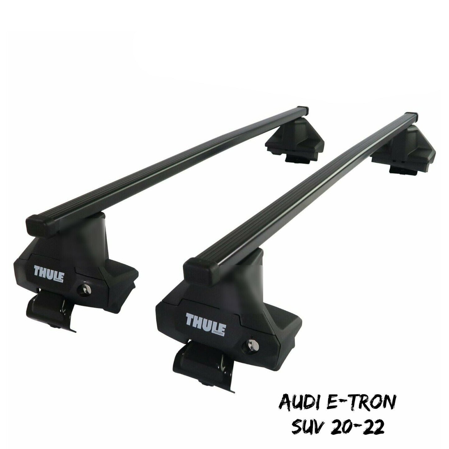 Thule Steel SquareBar Evo Roof Bars Set for Audi e-tron SUV 20-22 Lockable Pair