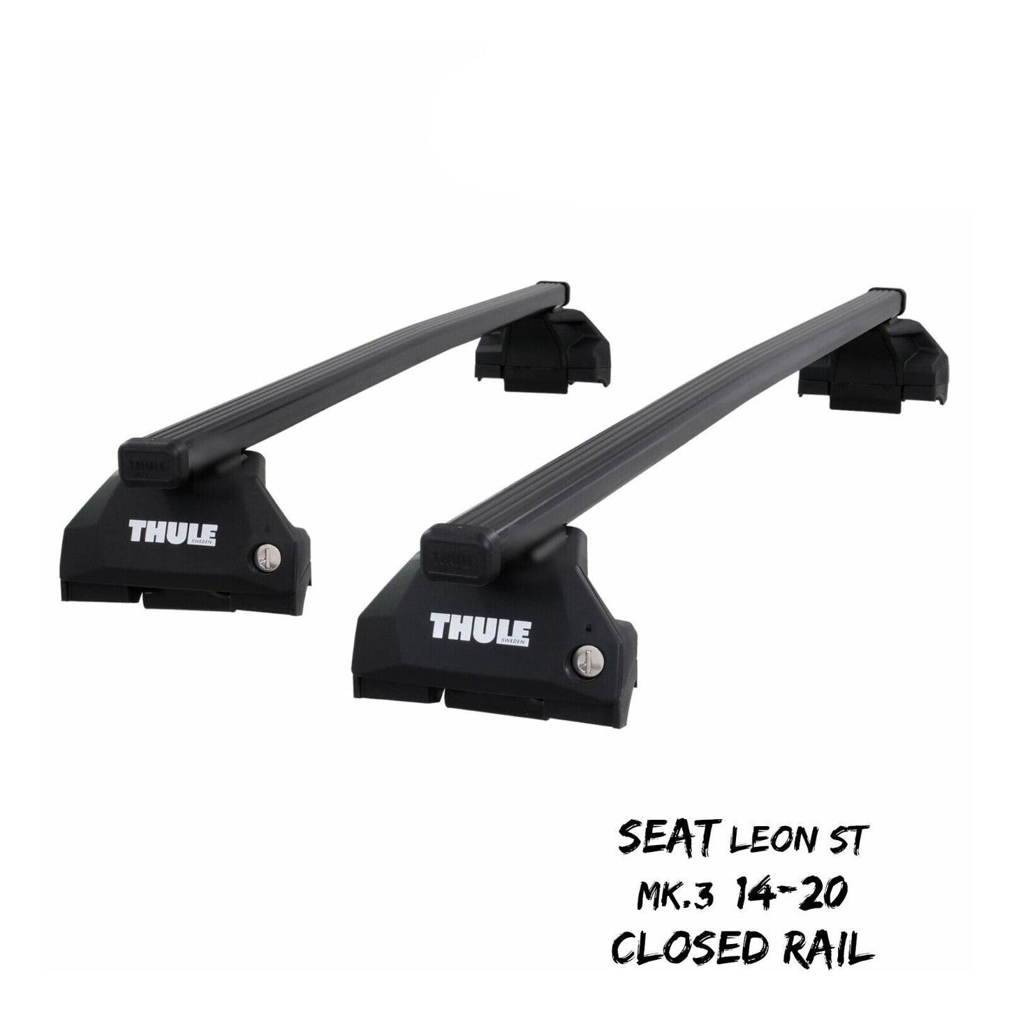 Thule Steel SquareBar Evo Roof Bars Set fit Seat Leon ST Mk.3 14-20 Closed Rail