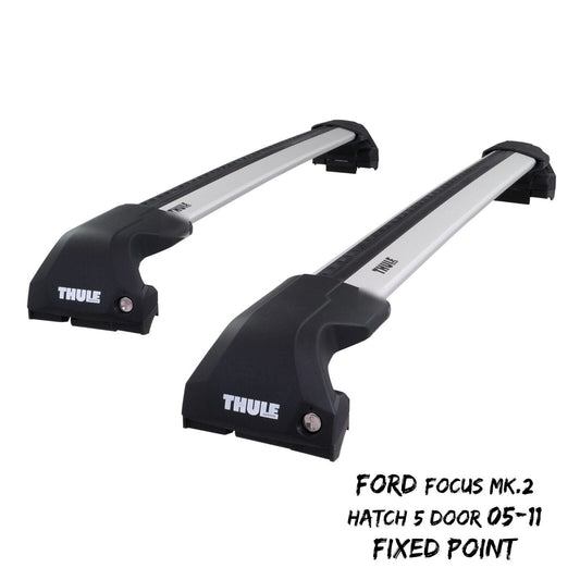 Thule WingBar Edge Silver Roof Bars for Ford Focus Mk2 Hatch 5 Dr 05-11 Fixpoint