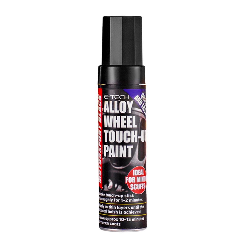 E-TECH Motorsport BLACK Car Alloy Wheel Paint Touch-up Repair Chip Kerb Damaged