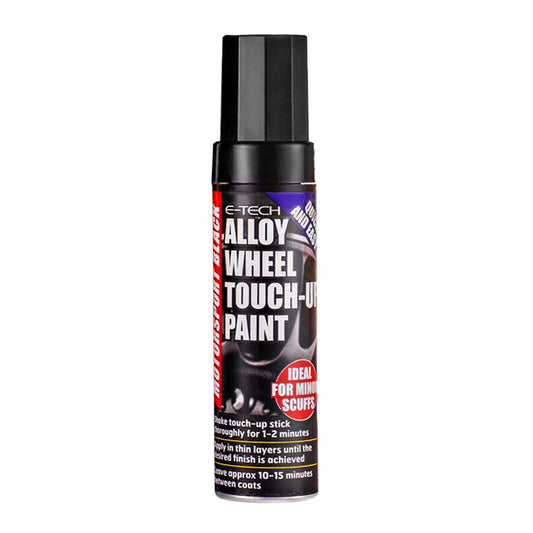 E-TECH Motorsport BLACK Car Alloy Wheel Paint Touch-up Repair Chip Kerb Damaged