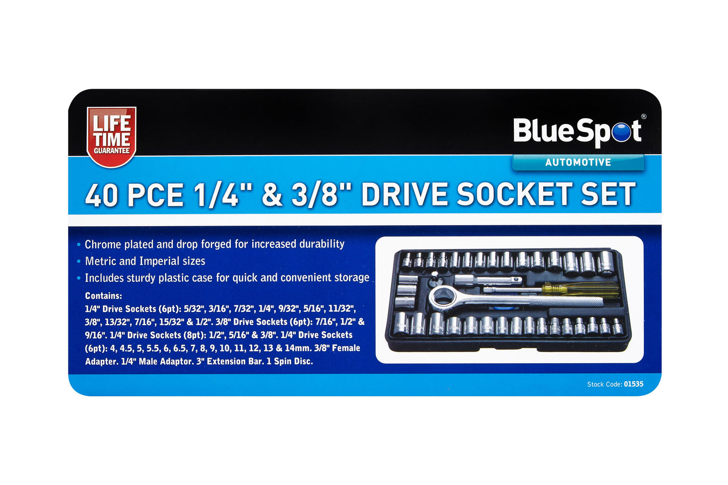 40 PCE 1/4" & 3/8" SOCKET SET (4-13MM) (5/32"-3/8")