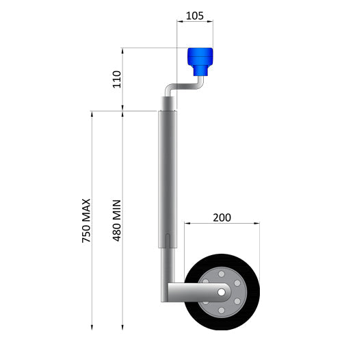 42mm 100Kg Standard Duty Jockey Wheel