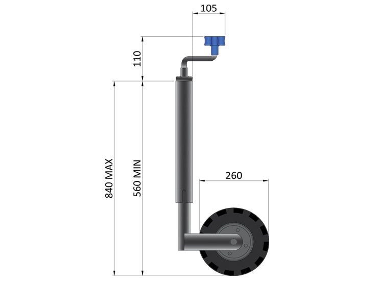 48mm 180Kg Pneumatic Jockey Wheel