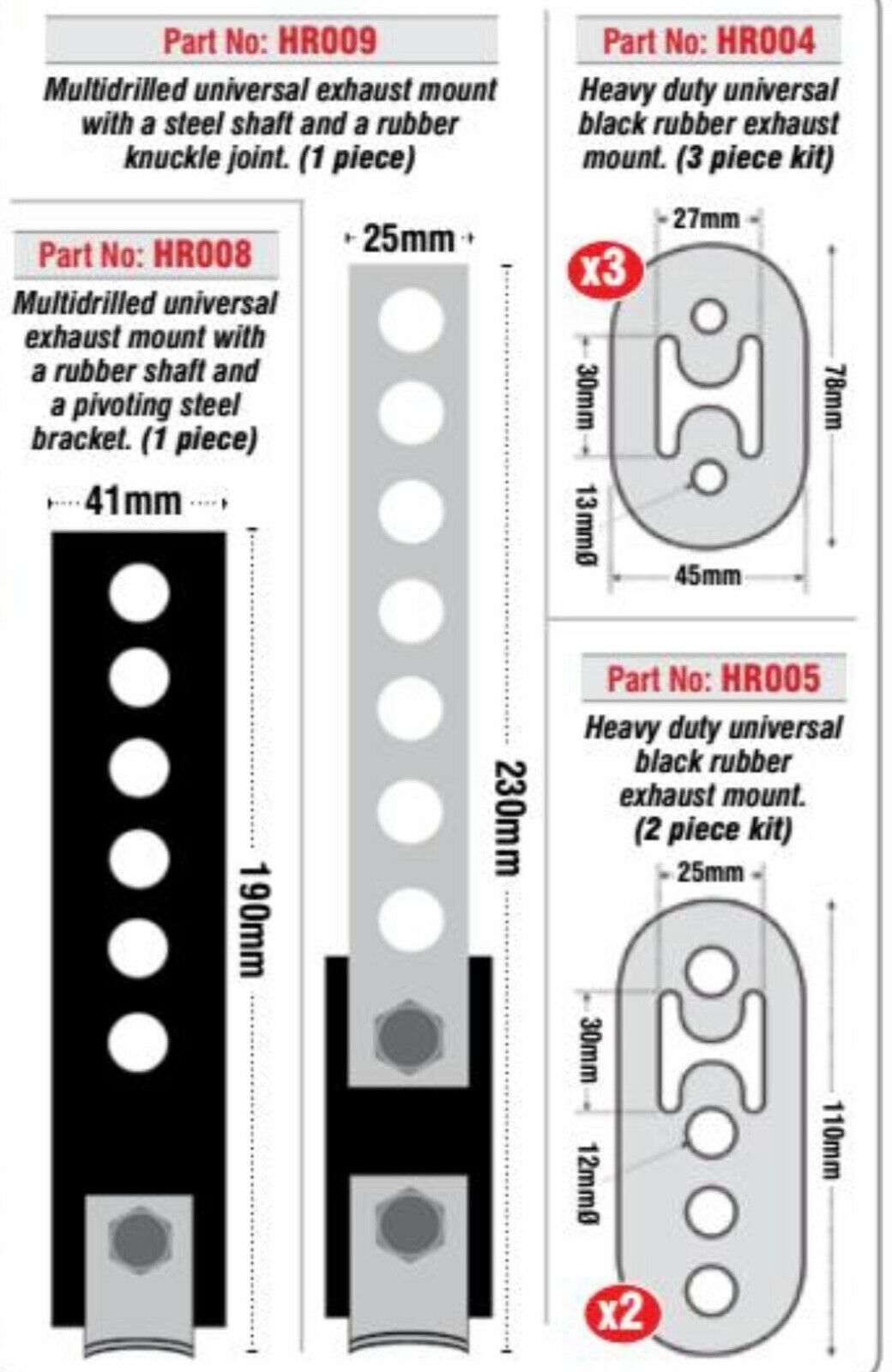 E-Tech Heavy duty exhaust mount HR008