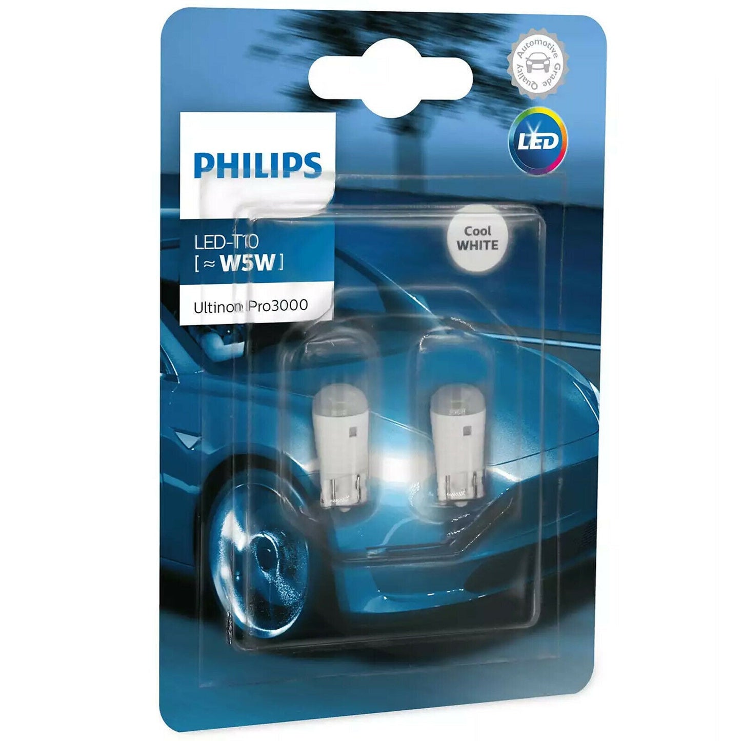 PHILIPS - W5W Ultinon Pro3000 LED 6000K Bright White Interior Car Bulbs (TWIN PACK)