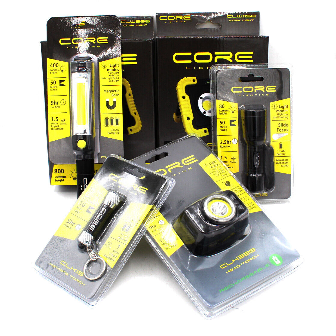 CORE LIGHTING CL80 LED TORCH - 3 LIGHT MODES HIGH LOW FLASHING - 50 METRE RANGE