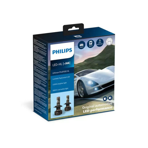 Philips Ultinon Pro9100 LED Pro 9100 5800K Car Headlight Bulbs H4 Twin Pack